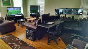Living Room Battlestation Desk In Living Room Living Room Setup Room Setup