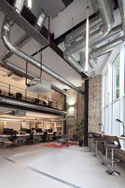 Industrial style decor comprises of stripped back architectural details including the use of bare bricks, metals, and wood, as well as salvaged and recycled materials. Industrial Style Offices Mix Reclaimed Objects With Minimal Aesthetic