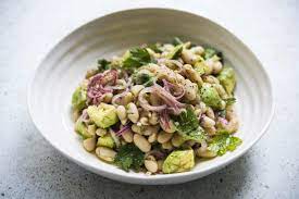 Greek Bean And Avocado Salad Recipe Bean Salad Salad Recipes