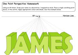 One Point Perspective Name Homework Jpg 1 262 893 Pixels Perspectief Perspectief Tekening Naam