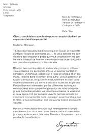 Lettre De Motivation Job Etudiant Supermarche Modele De Lettre