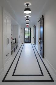 Black And White Restaurant Floor Tiles Black And White Hexagon Floor Tiles In A Galley Mudroom Feature Two Black Border In 2020 White Marble Floor Marble Flooring Design Hallway Designs