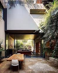 Zen garden in the middle of the house (via digsdigs) 6 of 10. 12 Modern Houses With Interior Courtyards Architecturian Outdoor Dining Spaces Courtyard Design Outdoor Living Rooms