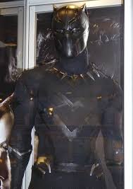 Chadwick Boseman S Black Panther Costume From Captain America Civil War On Display Original Film C Black Panther Marvel Black Panther Costume Black Panther