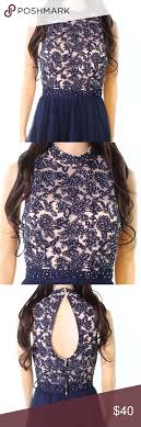 Navy Blue Beaded Embroidered Mesh Bodice Dress City