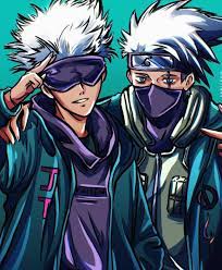 Gojo Satoru And Kakashi Sensei In 2021 Anime Crossover Kakashi Sensei Cartoon Art