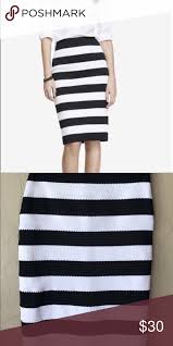 Black And White Striped Pencil Skirt Express Black White Stretch Striped Pencil Skirt Pencil Skirt Striped Skirt Pencil Stripe Pencil