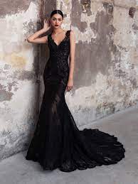 Sleeveless Mermaid Wedding Dress In Tulle With Lace Pronovias Black Wedding Gowns Black Wedding Dresses Gothic Wedding Dress