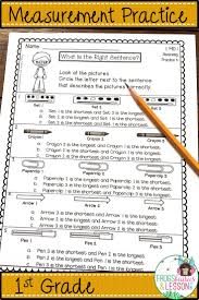 Measurement Practice For First Graders This Packet Contains Practice Sheets And As First Grade Measurement Measurement Activities Holiday Classroom Activities