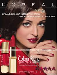 Cosmetic Ad Aishwarya Rai Intense Lipstick Loreal Lipstick Ad