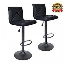 Metal bar furniture modern lem stool black leather counter stool on sale. Bar Stools Modern Black Pu Leather Barstools With Back Adjustable Counter Height Swivel Bar Stool Set Of 2 Black Buy Online In Bahamas At Bahamas Desertcart Com Productid 81281827