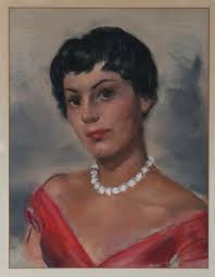 PASTEL DRAWING PORTRAIT BY AMERICAN ARTIST CHARLES ROBERT PERRIN