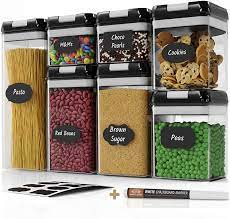 With waterproof option · flexible turnaround times Kitchen Pantry Airtight Food Storage Container Set 7 Piece Set Free Chalk Labels Markers Best Kitchen Pantry Grain Flour Containers Clear Plastic Canisters Amazon De Home Kitchen