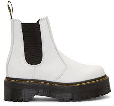 Dr martens 2976 flatform chelsea boots in black. Dr Martens White 2976 Quad Chelsea Boots Platform Chelsea Boots Boots Chelsea Boots