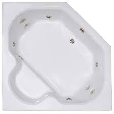 A trendy concept for a corner jacuzzi bathtub coated in little tiles, made out of white ceramic with a complicated faucet and a shower head with a care for, adorned with three. Watertech 60 W X 60 D Massage Corner Whirlpool Bathtub At Menards