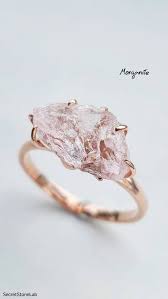 Morganite Ring Raw Pink Morganite Crystal Engagement Promise Adjustable Ring Natu Crystal Engagement Rings Raw Stone Engagement Rings Gemstone Engagement Rings