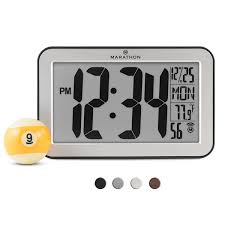 White dial with large black arabic numerals, black hour, minute and second hands beneath a. Marathon Silver Rectangle Digital Wall Clock Cl030033sv Rona