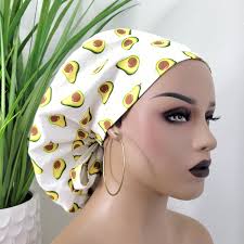 Small Yummy Avocado Satin Lined Scrub Hat, Protect Hair W/satin Lined  Ponytail Scrub Cap, Buttons Option, Size See Description, Surgical Cap
