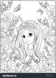 Cool but easy to pencil in printable cute cartoon unicorn and peppa pig drawing easy coloring book pictures for young children and preschool kids. Young Nice Girl In A Cap With A Unicorn Horn In Royalty Free Stock Vector 566436424 Avopix Com