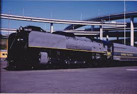 Union Pacific 8444 in the greyhound livery in the late 1980s. Photographer  unknown. : rTrainPorn