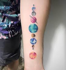 By #evgenymel #watercolor #planets #cosmos #dotwork #geometric #spacetattoo. Planets Tattoo By Michele Mercuri Planet Tattoos Tattoos Inspirational Tattoos