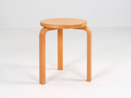 This original piece is made of birch and has a black formica laminate seat. Stool 60 Alvar Aalto Foundation Alvar Aalto Saatio