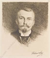 Richard Lux (1877-1939) "Male Portrait", Large Etching, ca.1900 (1)