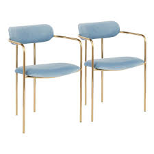 Lumisource Demi Gold And Light Blue Velvet Dining Chair Set Of 2 Ch Demi Auvbu2 The Home Depot Blue Velvet Dining Chairs Dining Chair Upholstery Metal Dining Chairs