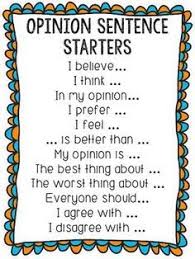 Opinion Sentence Starters Anchor Chart Task Cards