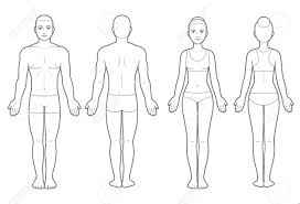 Male And Female Body Chart Front And Back View Blank Human