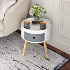 Shop from oak, pine, white and more. Joolihome White Wooden Bedside Table With Drawers Scandinavian Style Round Sofa Table End Table Side Table Corner Table Bedroom Furniture 38x38x40cm Buy Online In Papua New Guinea At Papua Desertcart Com Productid 170695470