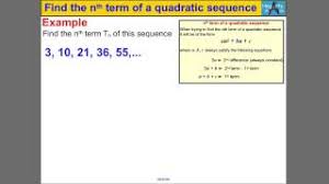 F (x) = ax^2 + bx + c where a, b, and c are constants. Quadratic And Cubic Sequences Video Lessons Examples And Solutions