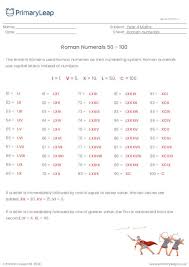 The modern use of roman numerals involves the letters i, v, x, l, c, d, and m. Numeracy Roman Numerals Chart 50 100 Worksheet Primaryleap Co Uk