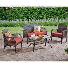 Mainstays Cambridge Park 4piece Outdoor Patio Furniture Conversation Set Sea Patio Furniture Conversation Sets Outdoor Conversation Sets Conversation Set Patio