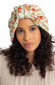 Grace Eleyae Silk Head Wrap in Green Floral