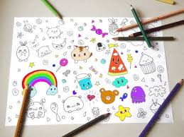 Kawaii Disegno Da Colorare Per Bambini E Adulti Etsy Kids Coloring Books Kawaii Chibi Coloring Books