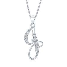 Get it as soon as wed, aug 18. Bling Jewelry 925 Silver Cz Cursive Initial Letter J Alphabet Necklace Walmart Com Walmart Com