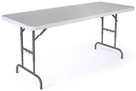 Displays2go Adjustable Height Folding Table 6 Feet White Lightweight Folding Table Folding Table Wood Floor Dining Room