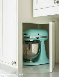 kitchen with kitchenaid mixer cabinet