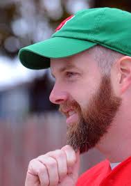 Local Red Sox fan sporting trademark beard in support of team