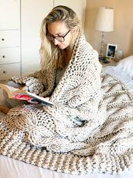 The most common big knit blanket material is wool. Chunky Cable Knit Blanket Pattern Handy Little Me