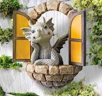 Dnoifne Lovely Courtyard Dragon, Outdoor Window and Garden Dragon Decor  Statue in Resin