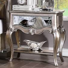 22207 Esteban antique champagne finish wood mirrored accents bed side table  nightstand