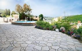 Terrasse Mit Pool Garten Natursteine Pflastersteine