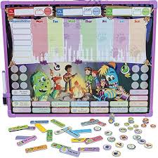 Monsters Reward Responsibility Chore Chart Multiple Children Magnetic Dry Erase Board Improved Behavior Star Incentive By Kid Rockett