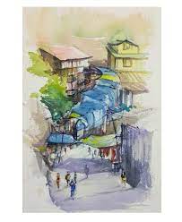 Shimla Lower Bazar Painting Watercolor Paintings Art Painting