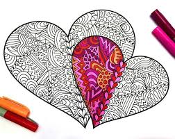 Love Heart Pdf Zentangle Coloring Page Etsy Coloring Pages Zentangle Zentangle Patterns