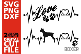 2x Boxer Bundle Svg Dog Svg Ekg Svg Love Svg Heartline 381516 Cut Files Design Bundles