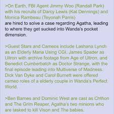 Alias Wv Spoilers On Twitter Wandavision Alleged Plot And Casting Leak Read At Your Own Risk