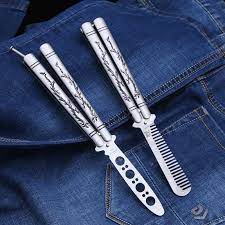 These switchblade knives come with various names like automatic knives or flick blade. High Quality Butterfly Combs Knives Toys Steel Metal Balisong Trainer Practice Tools Flick Knife Switchblade Gift Outdoor Kids Kids Removable Wall Stickers Gifted Schoolskids Craft Christmas Gifts Aliexpress